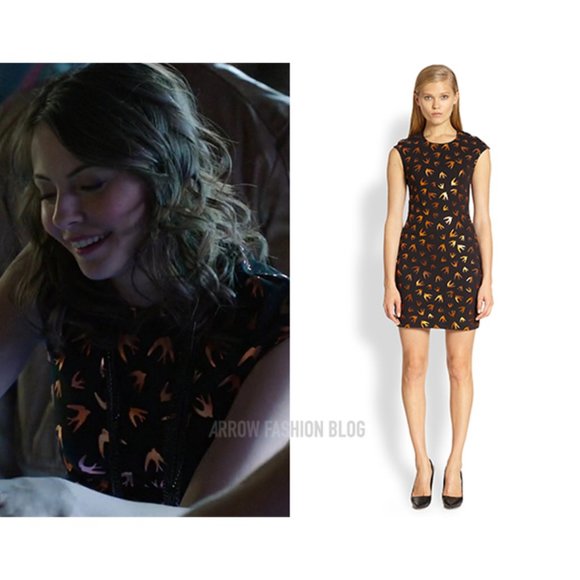 McQ Alexander McQueen Metallic Swallow Print Dress - Picture 3 of 13